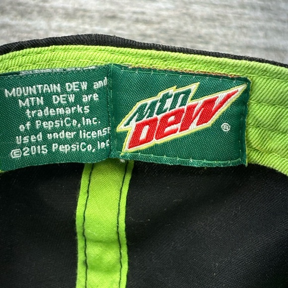 Mountain Dew Logo Adjustable Snapback Youth Hat Cap Black Line Green Pepsi - Picture 12 of 13